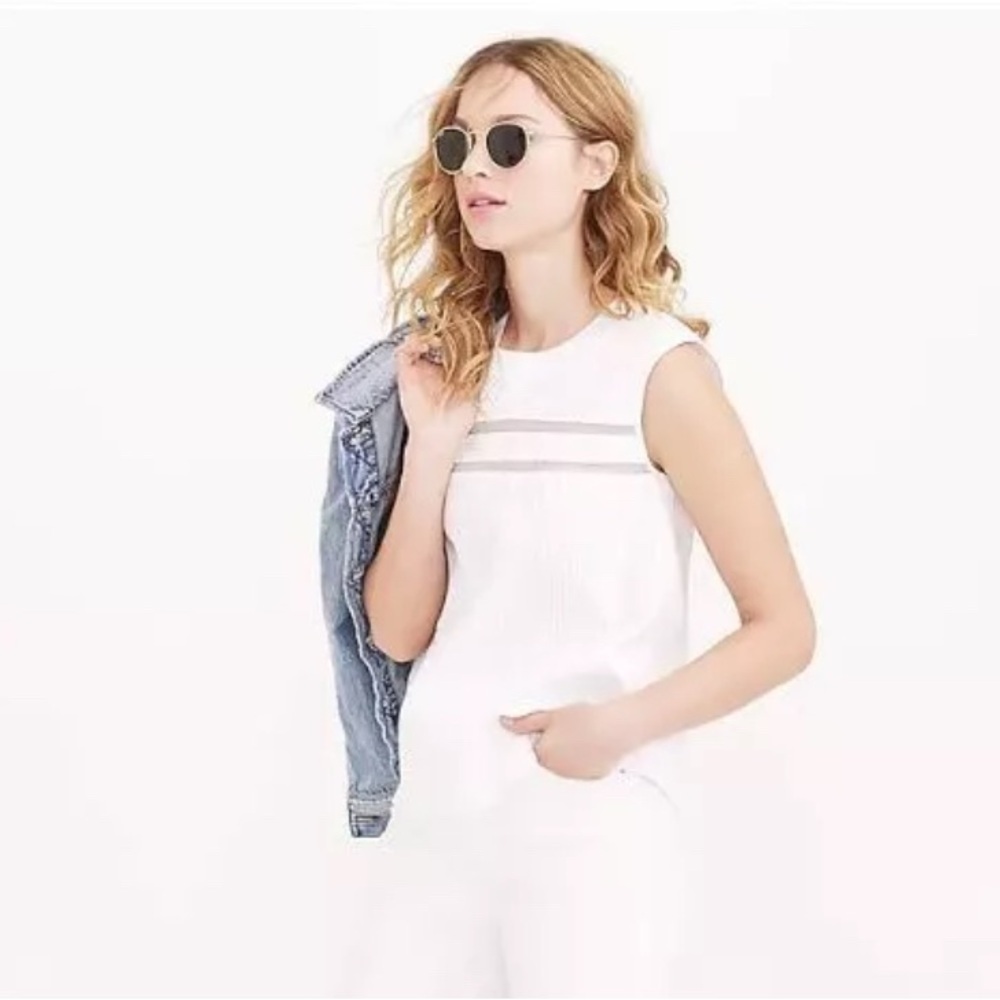 J Crew Poplin Sleeveless Blouse White Sz 4